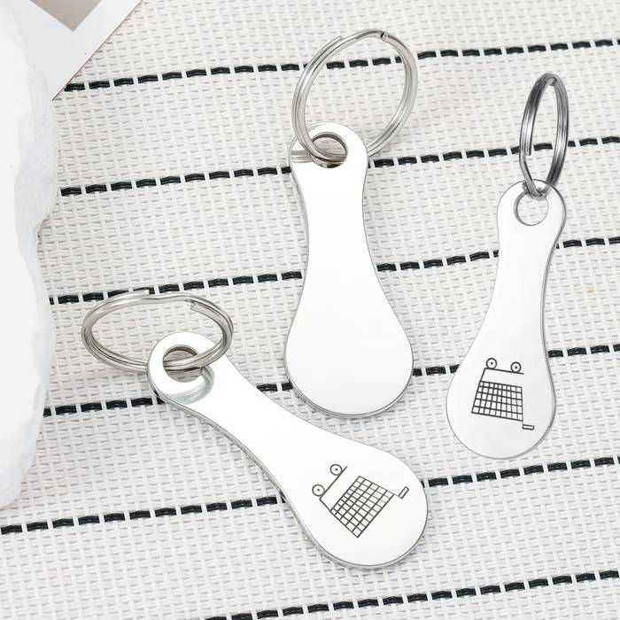 Mini Aluminum Alloy Key Ring Shopping Trolley Tokens(3Pcs)