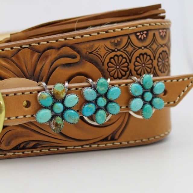 🌿Natural Turquoise Flower Clip Keychain: Stylish & Practical, Find Keys Easily