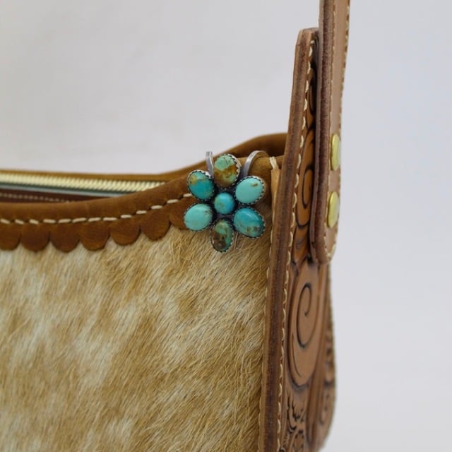 🌿Natural Turquoise Flower Clip Keychain: Stylish & Practical, Find Keys Easily