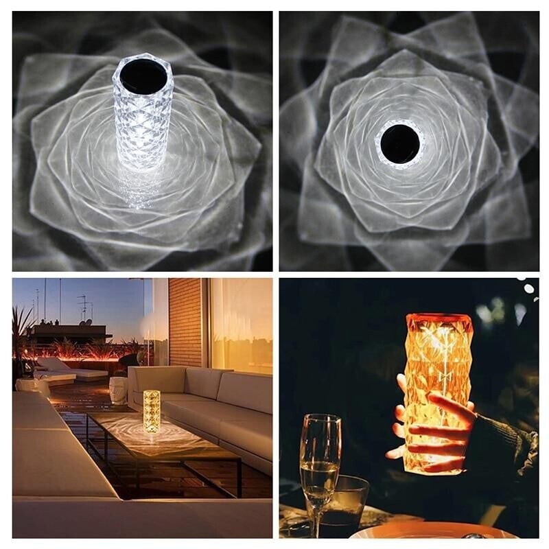 ✨16 Colors Rose Rays Crystal Diamond Table Lamp