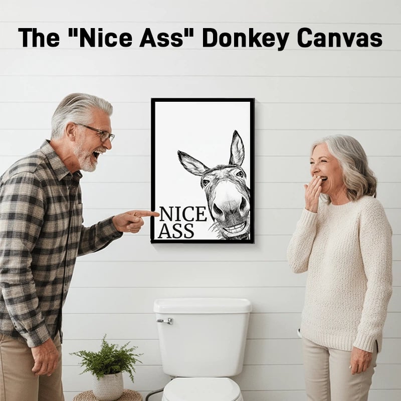 🤣The "Nice Ass" Cheeky Donkey Bathroom Canvas Art Hidden Humour for Pure Joy