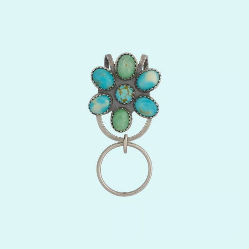 🌿Natural Turquoise Flower Clip Keychain: Stylish & Practical, Find Keys Easily