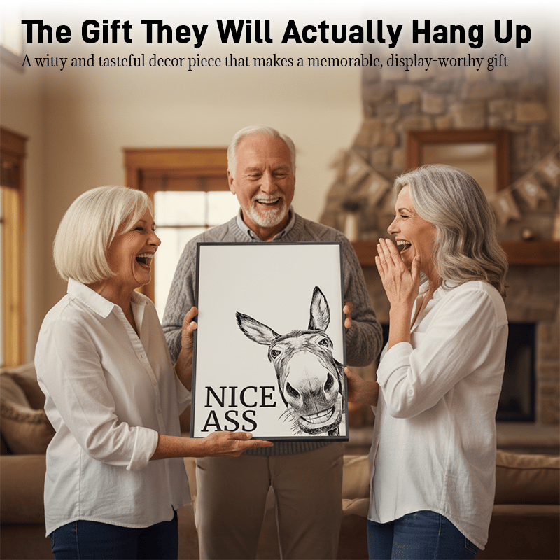 🤣The "Nice Ass" Cheeky Donkey Bathroom Canvas Art Hidden Humour for Pure Joy